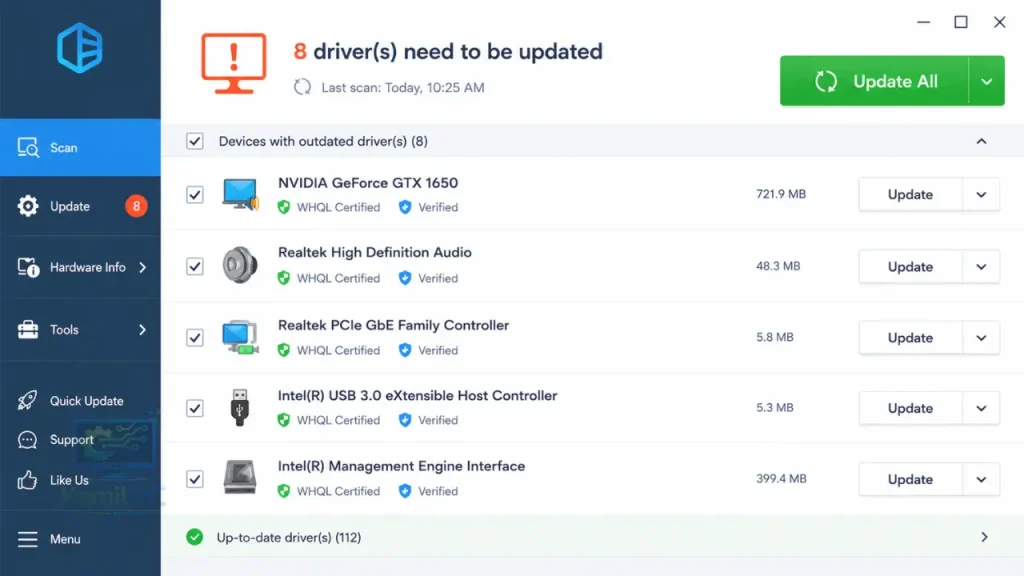 شعار برنامج Driver Easy Professional بتصميم سداسي أزرق حديث على خلفية نظيفة