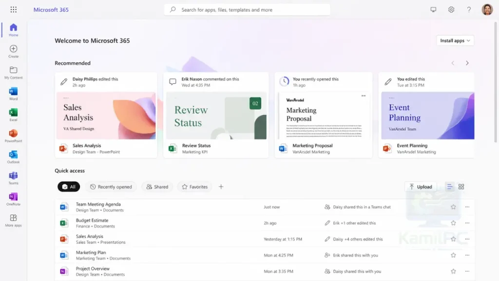 الشعار الرسمي لـ Microsoft 365 لتطبيقات Windows وOffice
